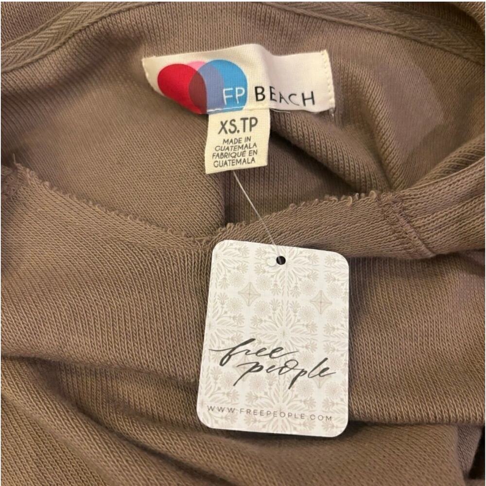 Free People FP Beach Oversized Cropped Hoodie Sweatshirt Brown Taupe XS NWT - Picture 5 of 7